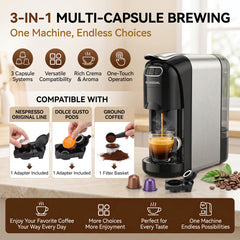 EC-518 Multi Capsule Coffee Machine - 20 Bar Pump, 1500W, 0.7L Tank