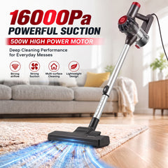 PV18 Corded Stick Vacuum - 16,000Pa Suction, 1L Dust Cup, 180° flexible reach