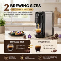 EC-518 Multi Capsule Coffee Machine - 20 Bar Pump, 1500W, 0.7L Tank