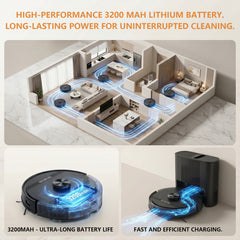 RP80 Robot Vacuum & Mop - 5,000Pa Suction, 150min Runtime, Vacuum & Mop