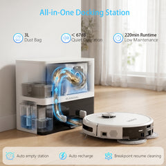 RP90 Robot Vacuum & Mop - 20,000Pa Suction, 220min Runtime, Vacuum & Mop