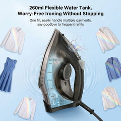 IW8 Handheld Garment Steamer - 2600W, 30g/min Steam, 260mL Tank