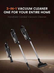 PV16 Corded Stick Vacuum - 15,000Pa Suction, 0.4L Dust Cup, HEPA Filter